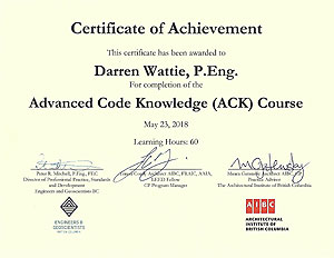 2018: Architectural Institute of BC & Engineers & Geoscientists BC Advanced Code Knowledge - Part 3 Code Portion of CP course